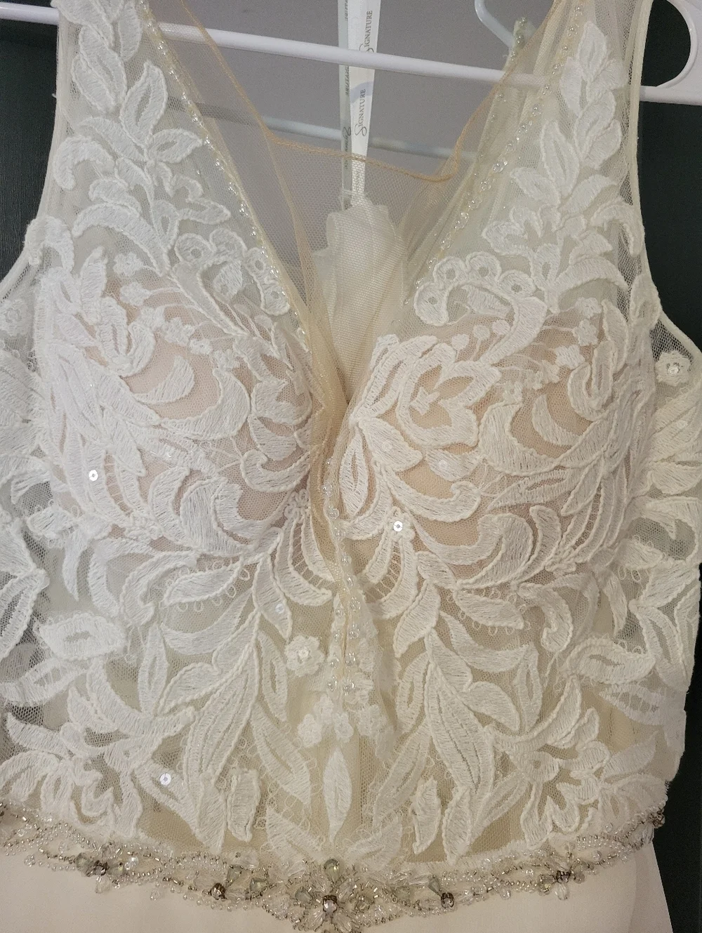Ivory Lace Bodice A-Line Dress with Side Slit